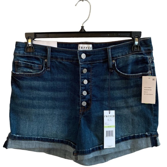 NWT FRAYED Deep End High Rise Denim Short, size 30 - Picture 2 of 9